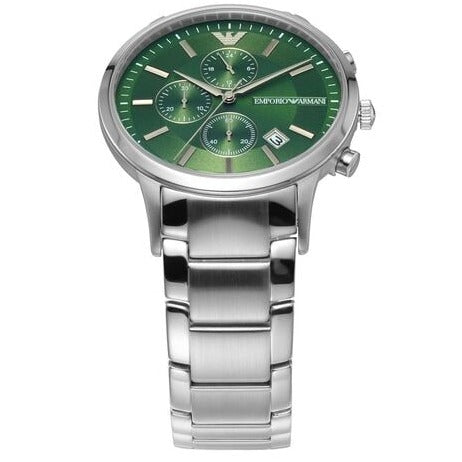 Emporio Armani Renato Chronograph Green Dial Silver Steel Strap Watch For Men - AR11507 - Image 2